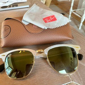 Ray Ban Clubmaster Aluminum 3507 Sunglasses Silver w/gold accents